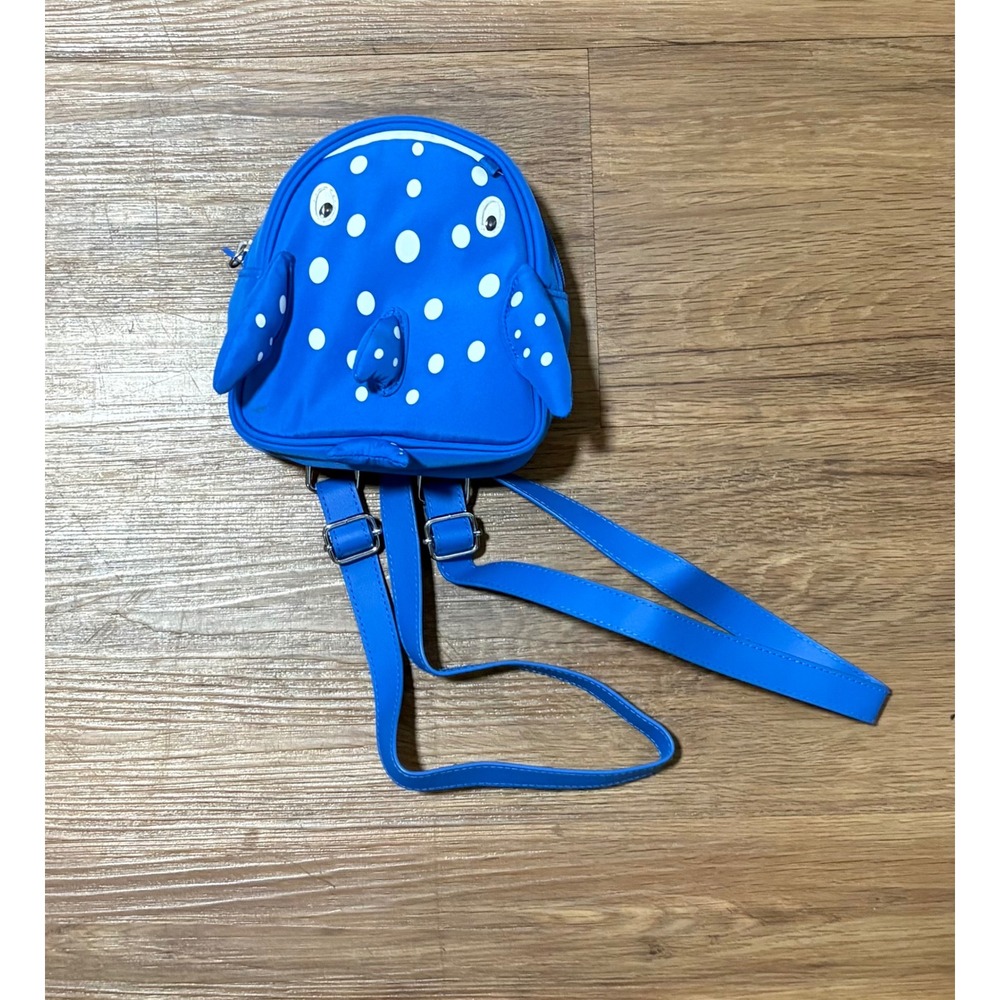 Bath & Body Works Whale Shark Mini Backpack Blue White Polka Dot Faux Leather